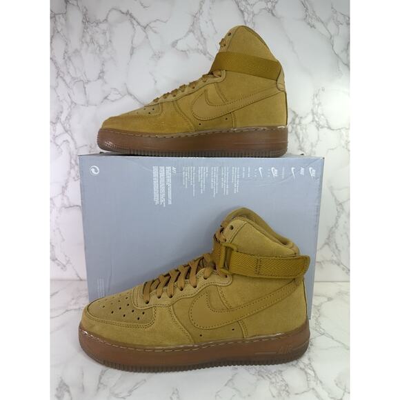 NIKE AIR FORCE 1 HIGH LV8 3 (GS) WHEAT-BROWN SZ 6.5Y-WOMENS SZ 8 [CK0262-700] - Picture 1 of 7